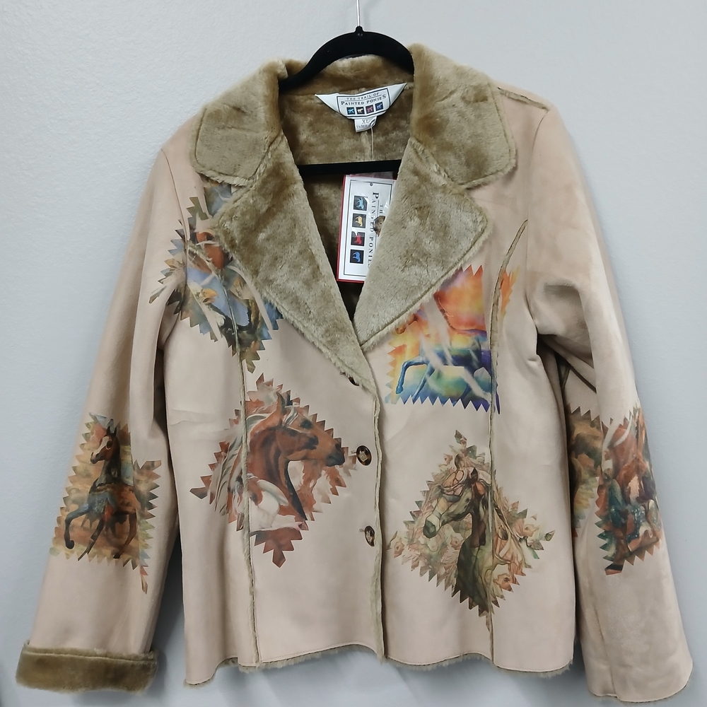 NWT The Trail of Painted Ponies Coat RARE Faux Suede/Fur Size XL